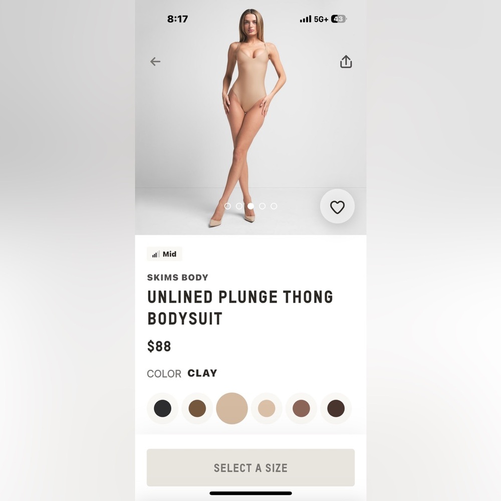 SKIMS unlined plunge Bodysuit in clay